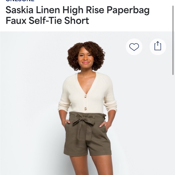 one 5 one Women's High-Waisted Khaki Shorts - Picture 2 of 7